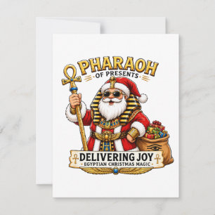 Pharaoh of Presents Egyptian Christmas Santa Card