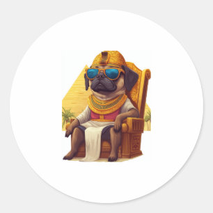 Pharaoh Pug � Ancient Egypt Dog Classic Round Sticker