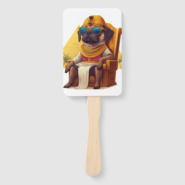 Pharaoh Pug � Ancient Egypt Dog Hand Fan (Front)