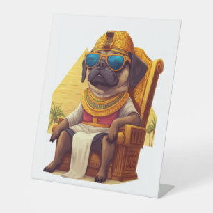 Pharaoh Pug – Ancient Egypt Dog Pedestal Sign