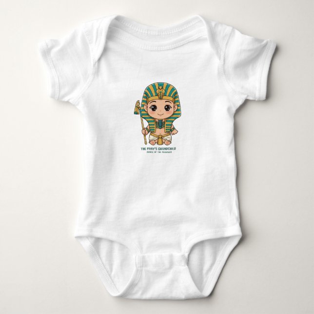 Pharaoh’s Little Prince – Adorable Egyptian Wear Baby Bodysuit (Front)