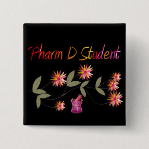 Pharm D Student Floral Design 15 Cm Square Badge
