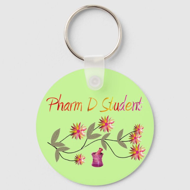 Pharm D Student Floral Design Key Ring (Front)