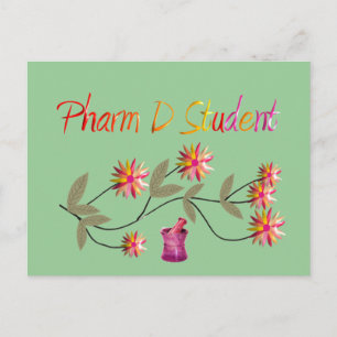 Pharm D Student Floral Design Postcard