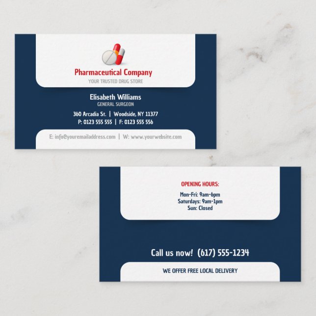 Pharmaceutical company | Drug Store Business Card (Front/Back)