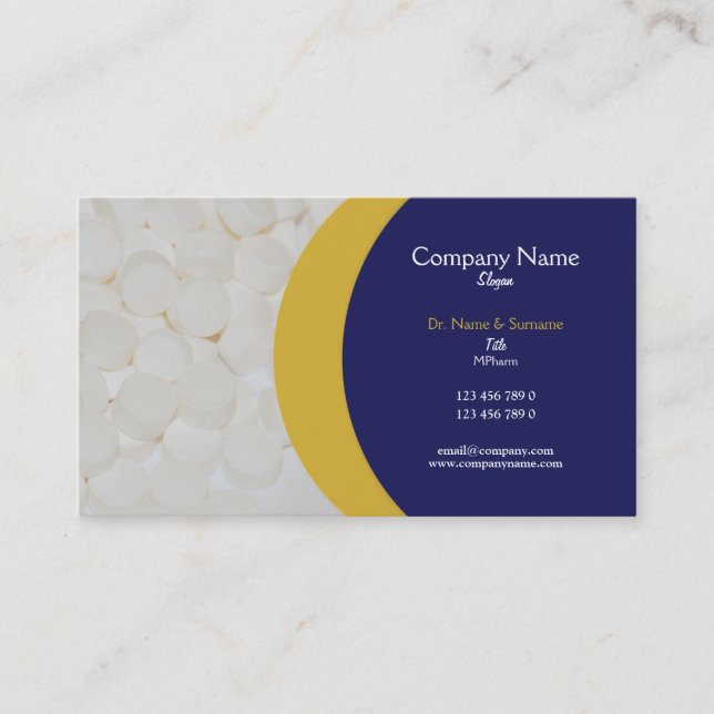 Pharmaceutical tablets medical Practitioner's Business Card (Front)