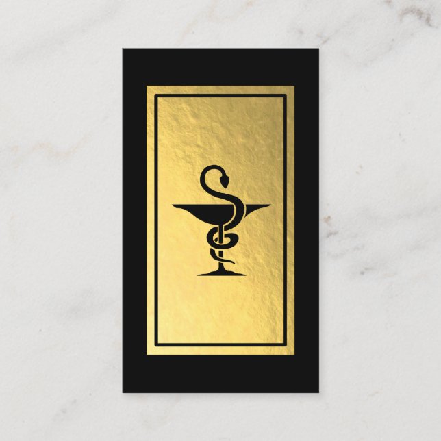 Pharmacist - Bowl of Hygeia Symbol Faux Gold Foil Business Card (Front)