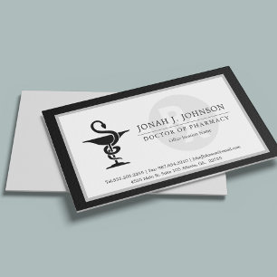Pharmacist Bowl of Hygenia Symbol Black Border Business Card