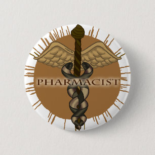 Pharmacist Caduceus 6 Cm Round Badge