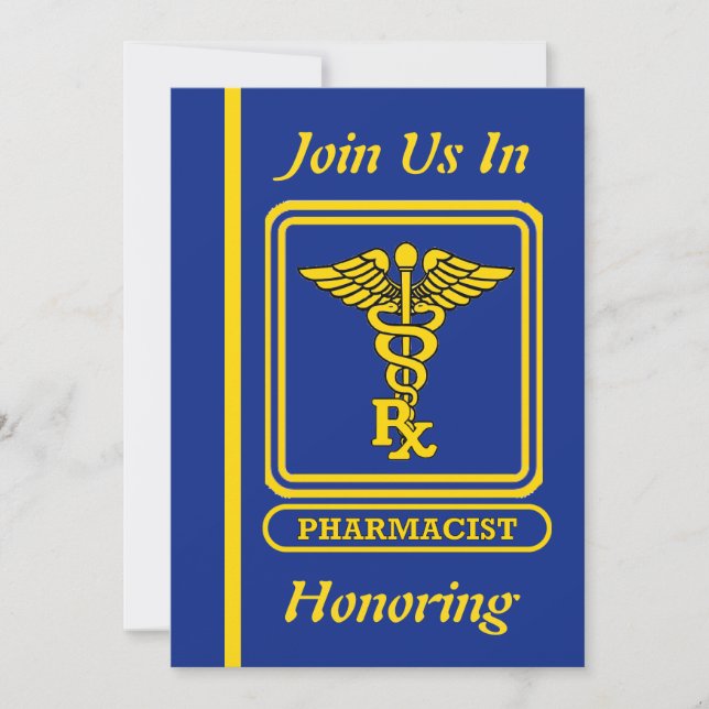 Pharmacist Caduceus Retirement Invitation (Front)