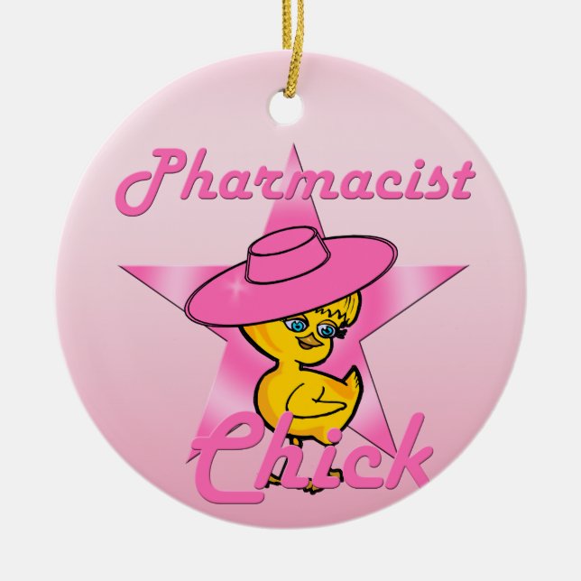 Pharmacist Chick #8 Ceramic Tree Decoration (Front)