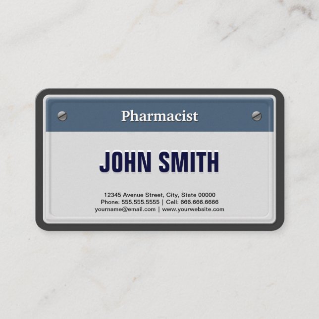 Pharmacist Cool Car License Plate Business Card (Front)