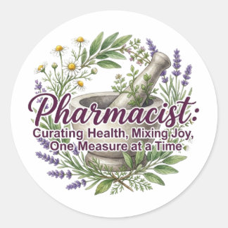 Pharmacist Curating Health Apothecary Botanical Classic Round Sticker
