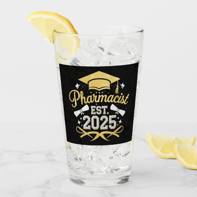 Pharmacist Est 2025 Pharmacy Graduation Glass (Front Ice)