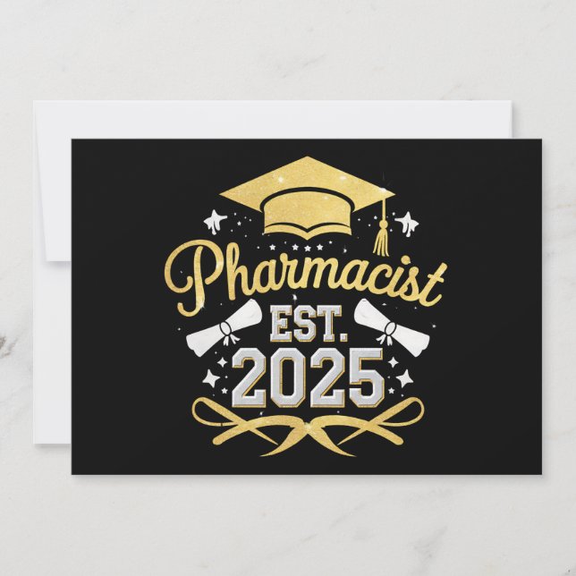 Pharmacist Est 2025 Pharmacy Graduation Invitation (Front)