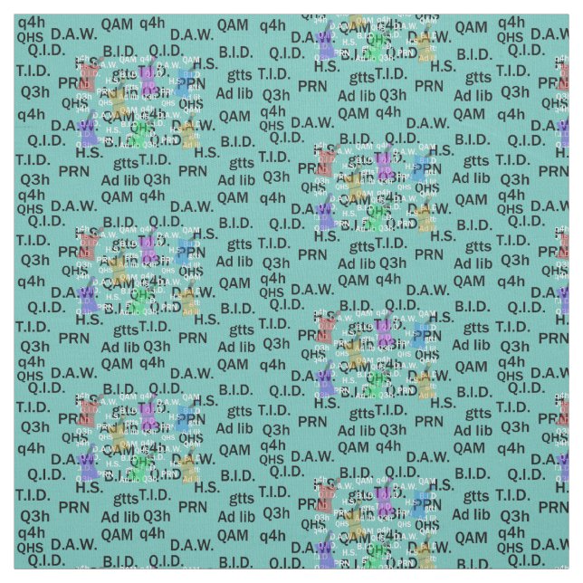 Pharmacist Fabric Abbreviations Teal (Swatch)