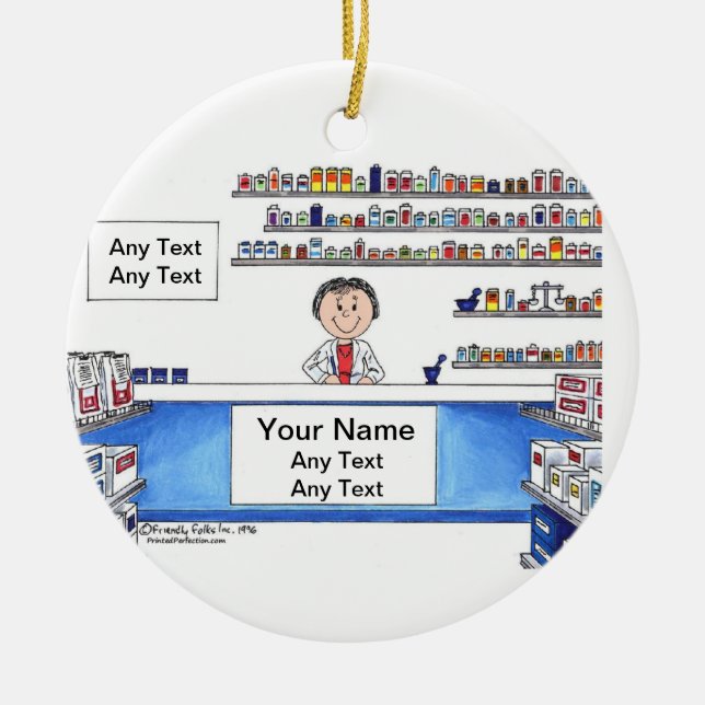Pharmacist - Female Ceramic Tree Decoration (Front)