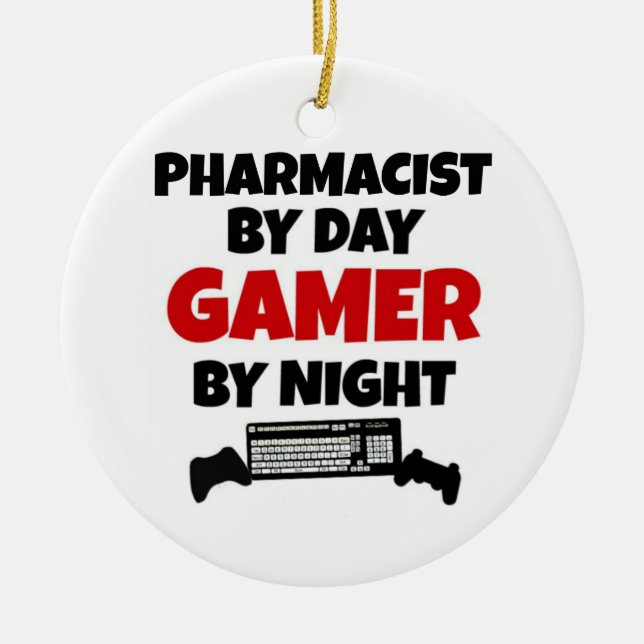 Pharmacist Gamer Ceramic Tree Decoration (Front)