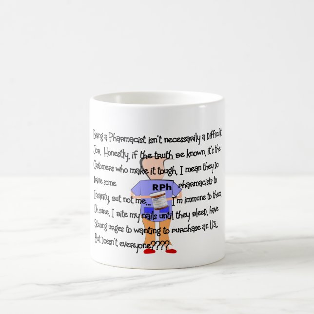 Pharmacist Gifts "Brink of Insanity" Story Art Mug (Center)