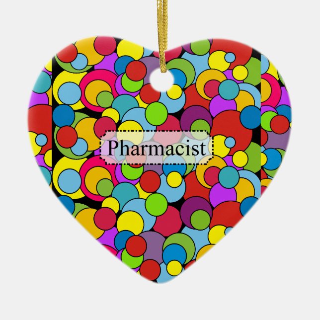 Pharmacist Gifts Whimsical Bubbles Ceramic Tree Decoration (Front)