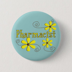 Pharmacist Gifts, Yellow Daisies 6 Cm Round Badge