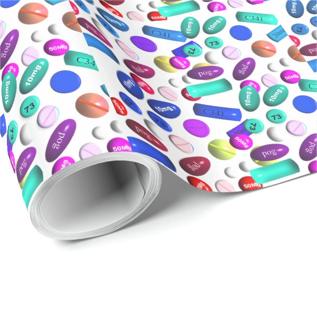 Pharmacist Graduation Gift Wrapping Paper Pills (Roll Corner)