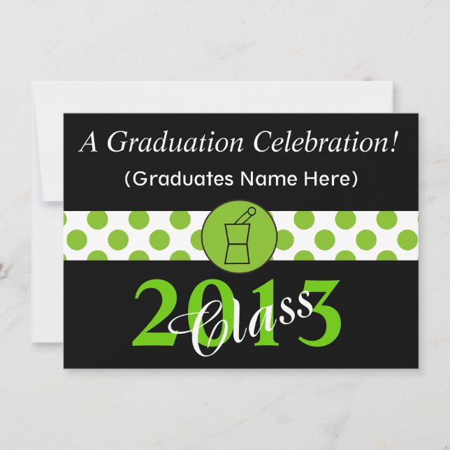 Pharmacist Graduation Invitations Green Black (Front)