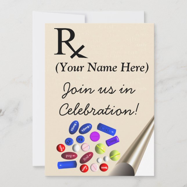 Pharmacist Graduation Invitations Prescription (Front)