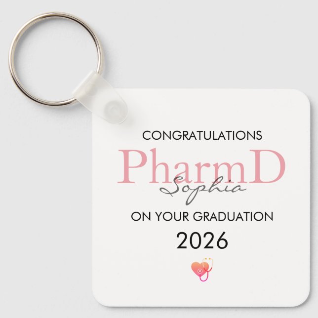 Pharmacist Graduation Personalised Name Year Key Ring (Front)
