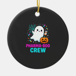 Pharmacist Halloween Pharma-Boo Crew Ghost Design_ Ceramic Tree Decoration