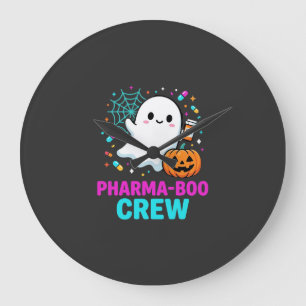 Pharmacist Halloween Pharma-Boo Crew Ghost Design_ Large Clock