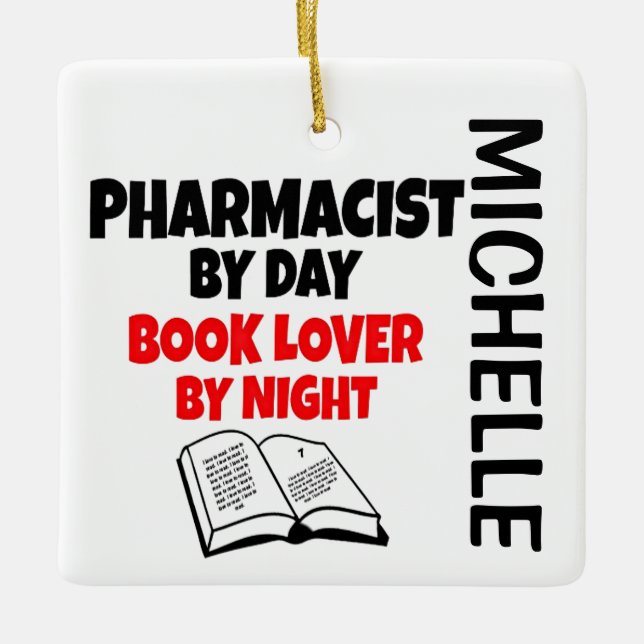 Pharmacist loves Reading CUSTOM Ceramic Ornament (Front)