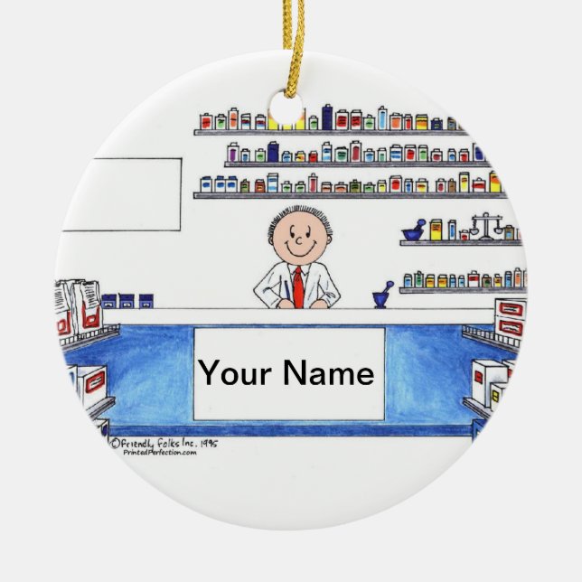 Pharmacist - Male Ceramic Tree Decoration (Front)