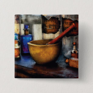 Pharmacist - Mortar and Pestle 15 Cm Square Badge