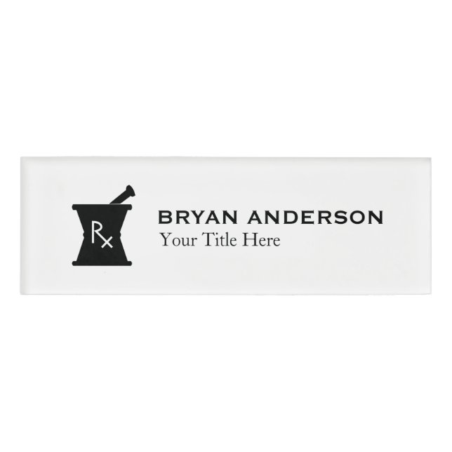 Pharmacist Mortar Pestle Logo Name Tag (Front)