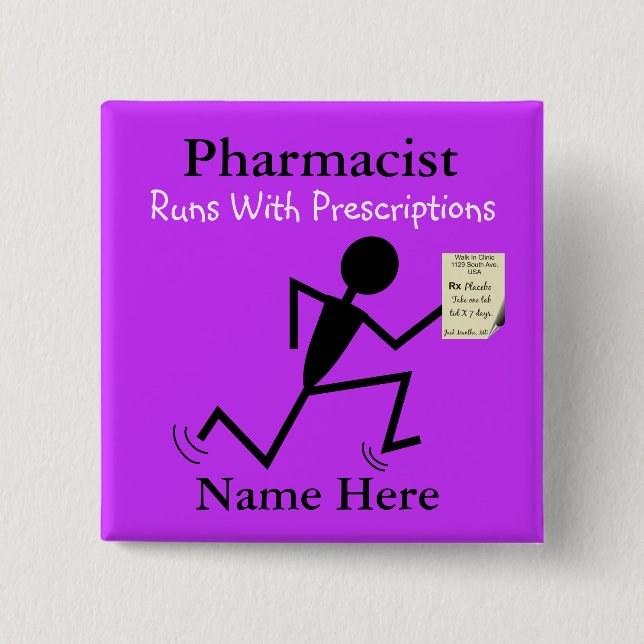Pharmacist Name Pins Badge Purple (Front)