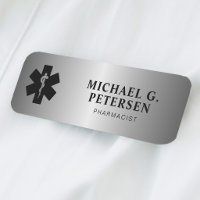 Pharmacist name title pharmacy silver magnetic