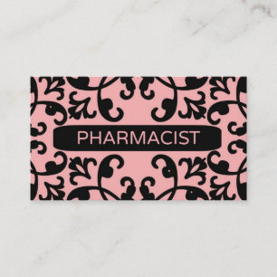 Pharmacist Peach Damask Business Card