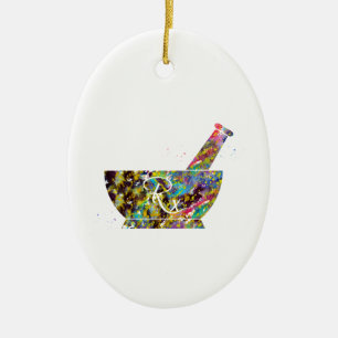 Pharmacist Pestle and Mortar Ceramic Tree Decoration