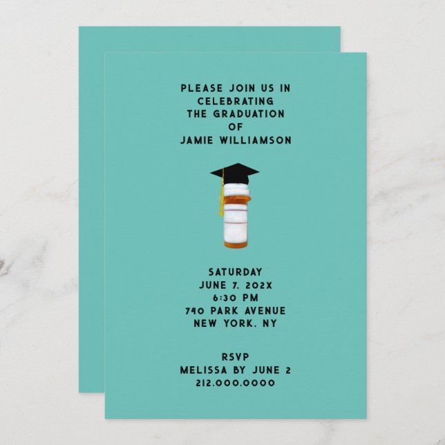 Pharmacist Pharmacy School Graduation Party Invitation (Front/Back)