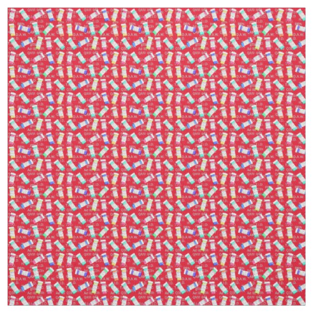 Pharmacist  Prescription Bottles Red Fabric (Swatch)