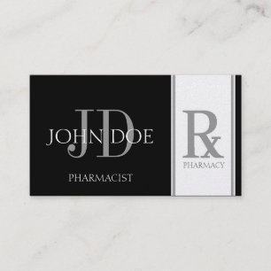 Pharmacist Prescription Pharmacy Black/Platinum Business Card