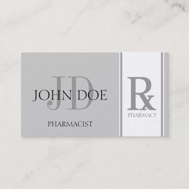 Pharmacist/Prescription Pharmacy Silver Business Card (Front)