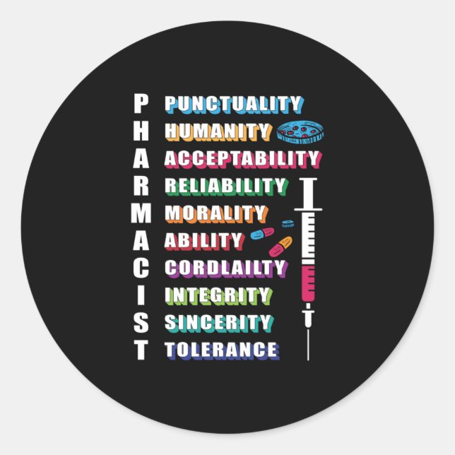 Pharmacist Quote Pharmacy Technician Pharmacists Classic Round Sticker (Front)