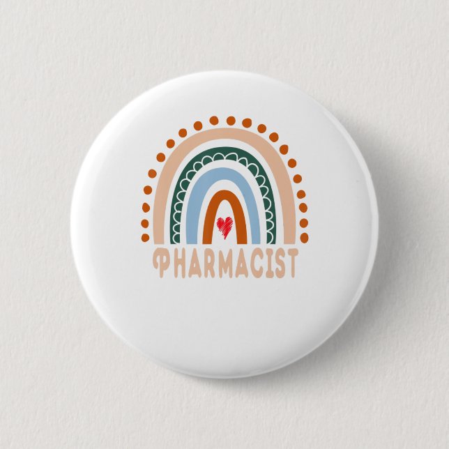 Pharmacist Rainbow Cute Appreciation Essential Wor 6 Cm Round Badge (Front)