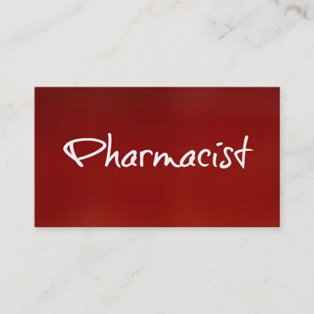 Pharmacist Red Business Card (Front)