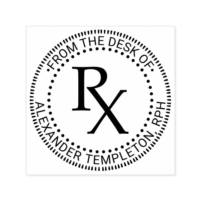 Pharmacist RX “From the desk of”, “office of” Self-inking Stamp (Design)
