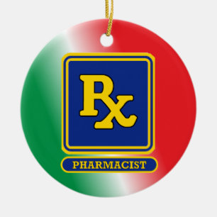 Pharmacist RX Shield Custom Ceramic Tree Decoration