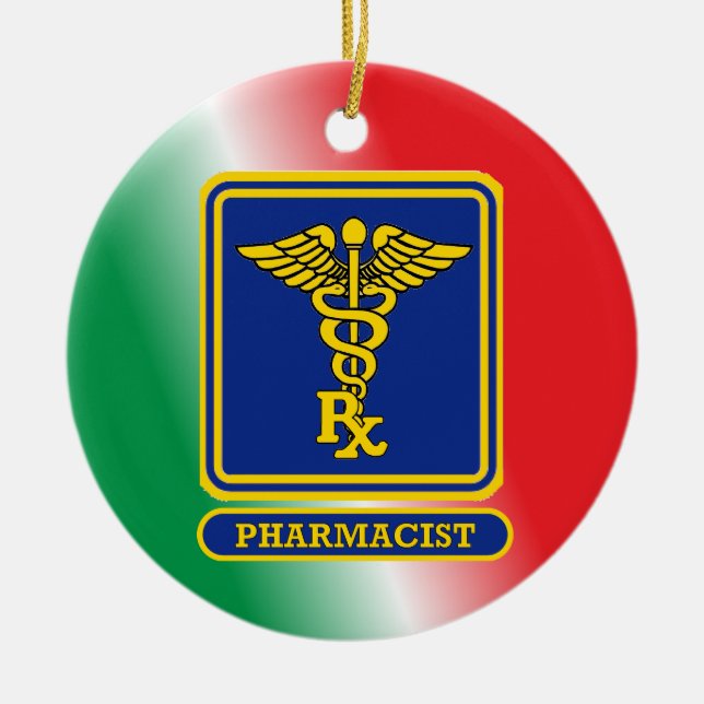 Pharmacist Shield Custom Ceramic Tree Decoration (Front)