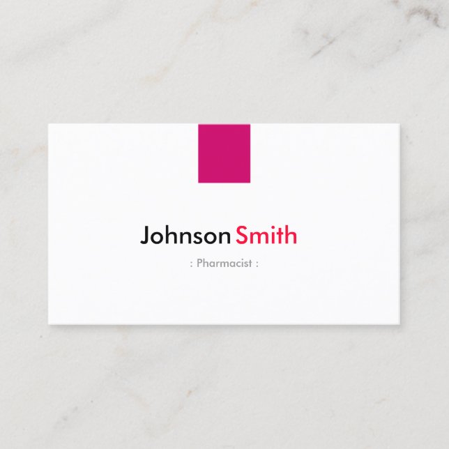Pharmacist - Simple Rose Pink Business Card (Front)